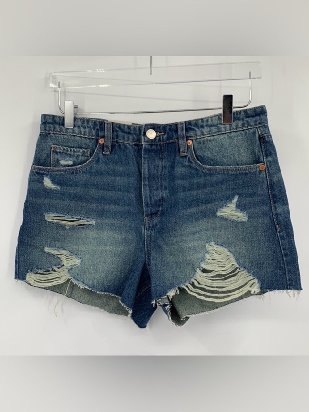 BlankNYC Barrow Vintage high-rise denim jean shorts cut-off distressed new 28